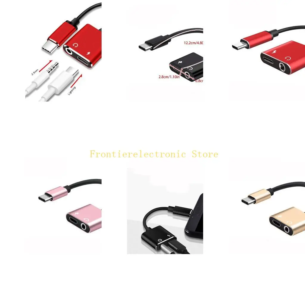 

G8DB Aluminum for Shell Type-C Adapter 2 in 1 Earphone Adapter Nice Sound Quality Distinguish Converter Micro USB Cabl