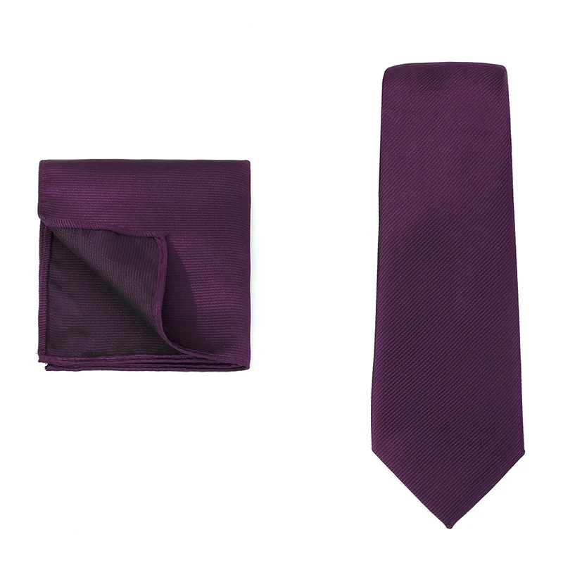 Corbatas elegantes de Color sólido para hombre, corbatas de hilo de alta calidad, pañuelo de mano, traje de negocios, accesorios de boda, regalos