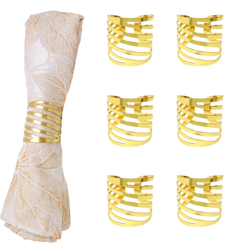 Goldene Spiralförmige Metall-Serviettenhalter - Dekorative Serviettenringe für Tischdekoration – Detail 1