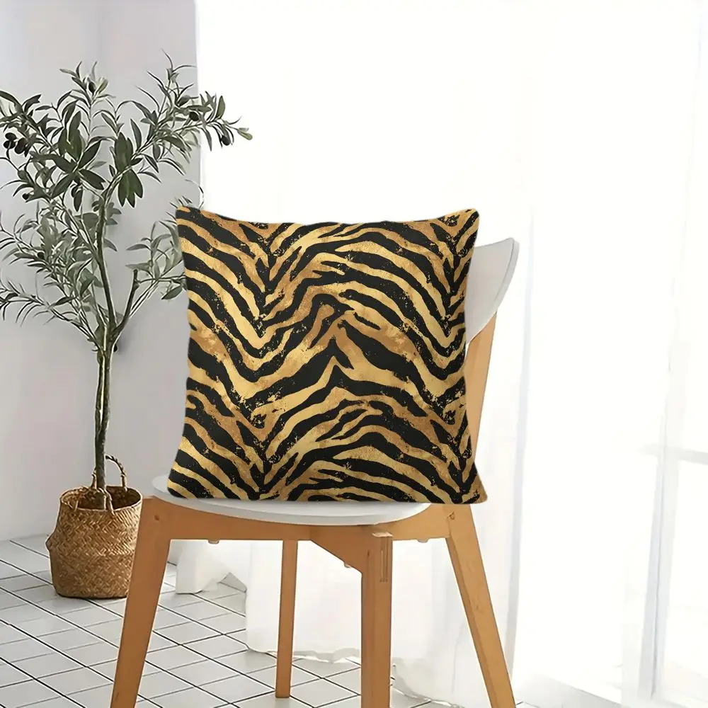 Black Zebra Print Throw Pillow 45x45cm Modern Animal Skin Pattern Digital Printed Cushion Cover Sofa Home Decor