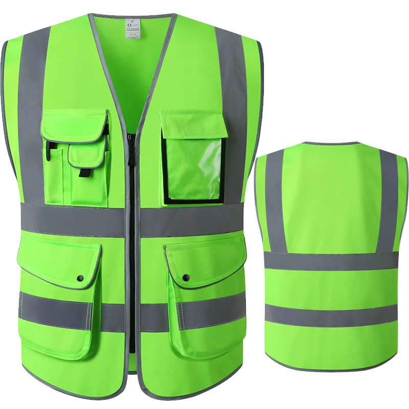 

7 Colors High Visibility Safety Vest with Multi Pockets and Zipper Front Reflective Work Vest ANSI/ISEA Class 2