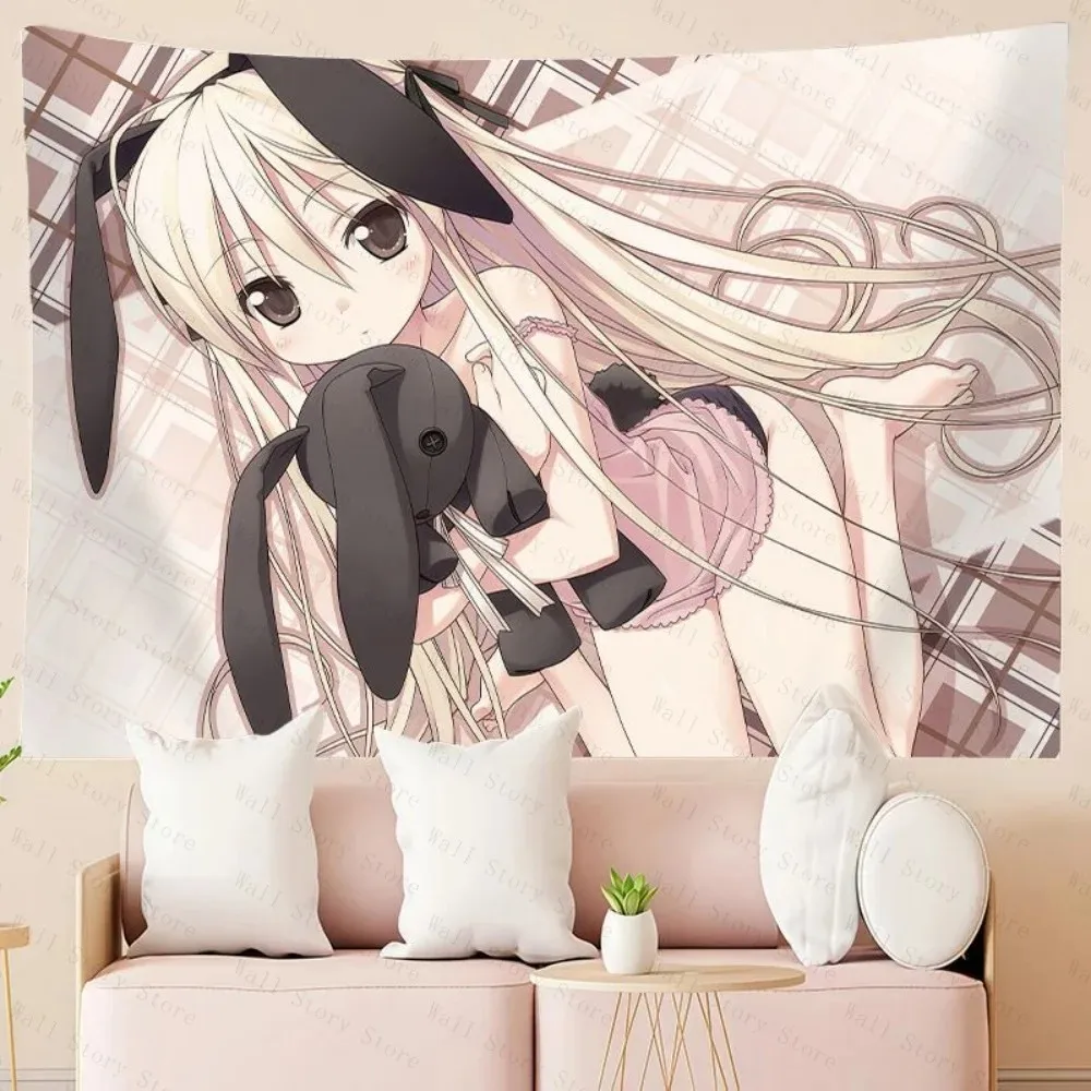 VIKAMA Kasugano Sora Bunny Girl Anime Wandteppich Yosuga No Sora Wandbehang Ästhetisches Poster Schlafzimmer Wohnheim Heimdekoration