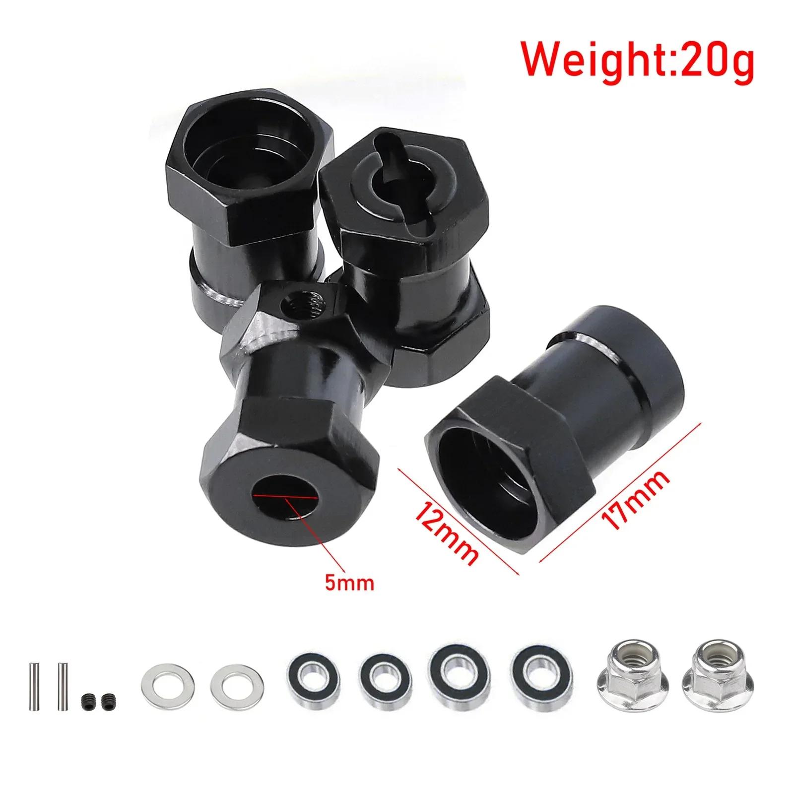 Metal 12mm Wheel Hex Hub Anti‑Loosening Adapter for Tamiya CW‑01 Lunch Box Midnight Pumpkin WR02 RC Off‑Road Truck