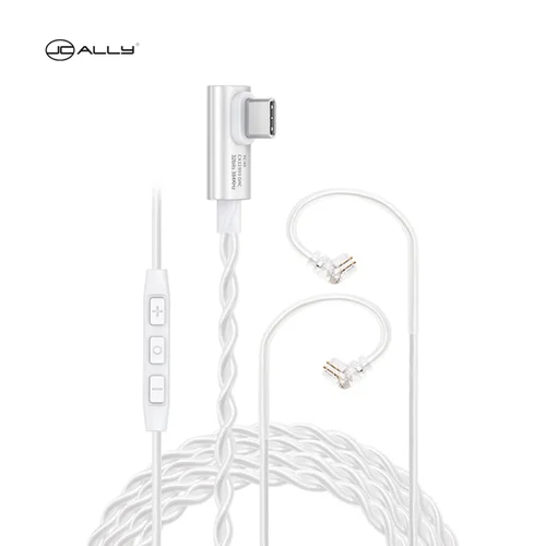 Jcaly-Cable de auriculares TC40 tipo C, 8 núcleos, trenzado, plateado, Conexant CX31993 QDC, Chip DAC con micrófono para EDX PRO Castor ZS10 PRO