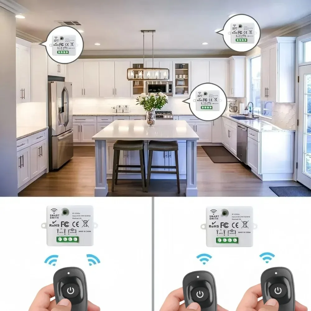 RF433 Remote Control Smart Wireless Lighting Switch 110V 220V Mini Module ON/OFF Transmitter For Led Light Bulb DIY Garage Doors