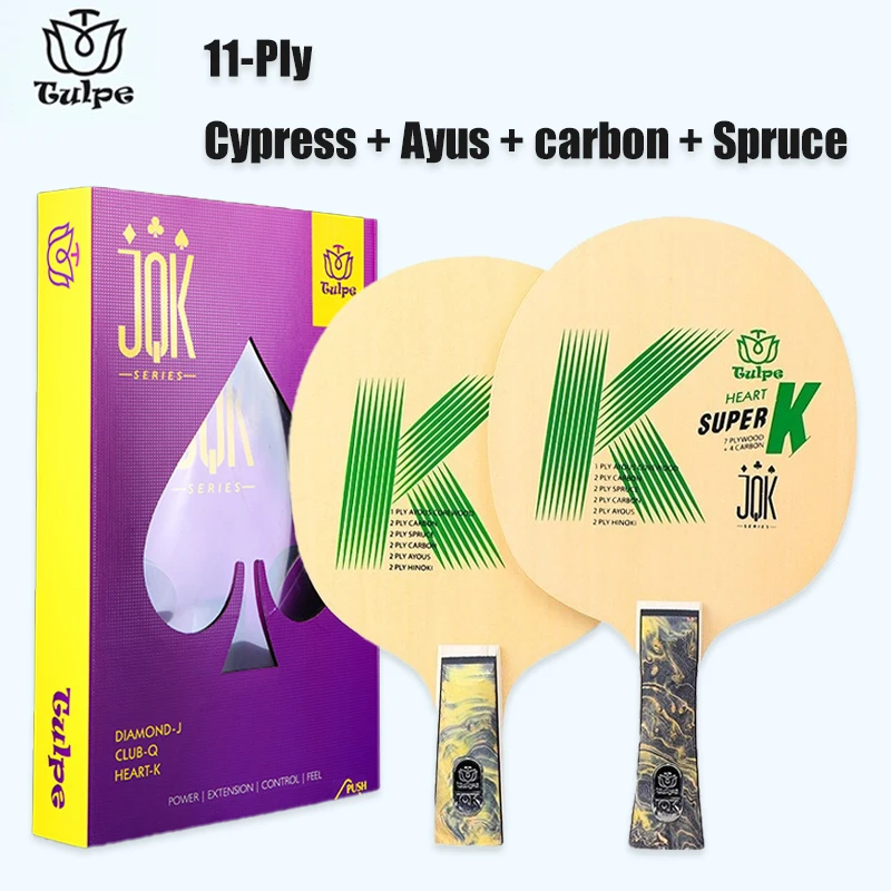 

TULPE K Professional Table Tennis Blade 9/11-Ply Cypress Carbon Advanced Ping Pong Bat Paddle Racket with Box Short Long Handle