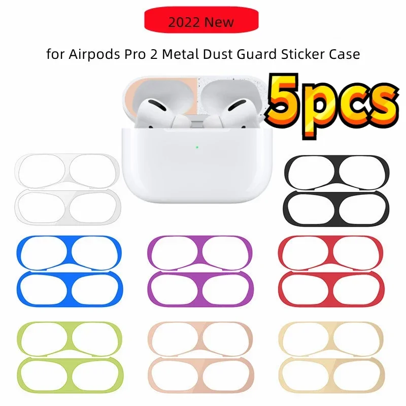 5 pcs עבור airpods 3 pro 2 pro אוזניות מקרה מדבקה מתכת עמיד למים שומר מדבקות שומר אבק מתכת אבק מדבקות