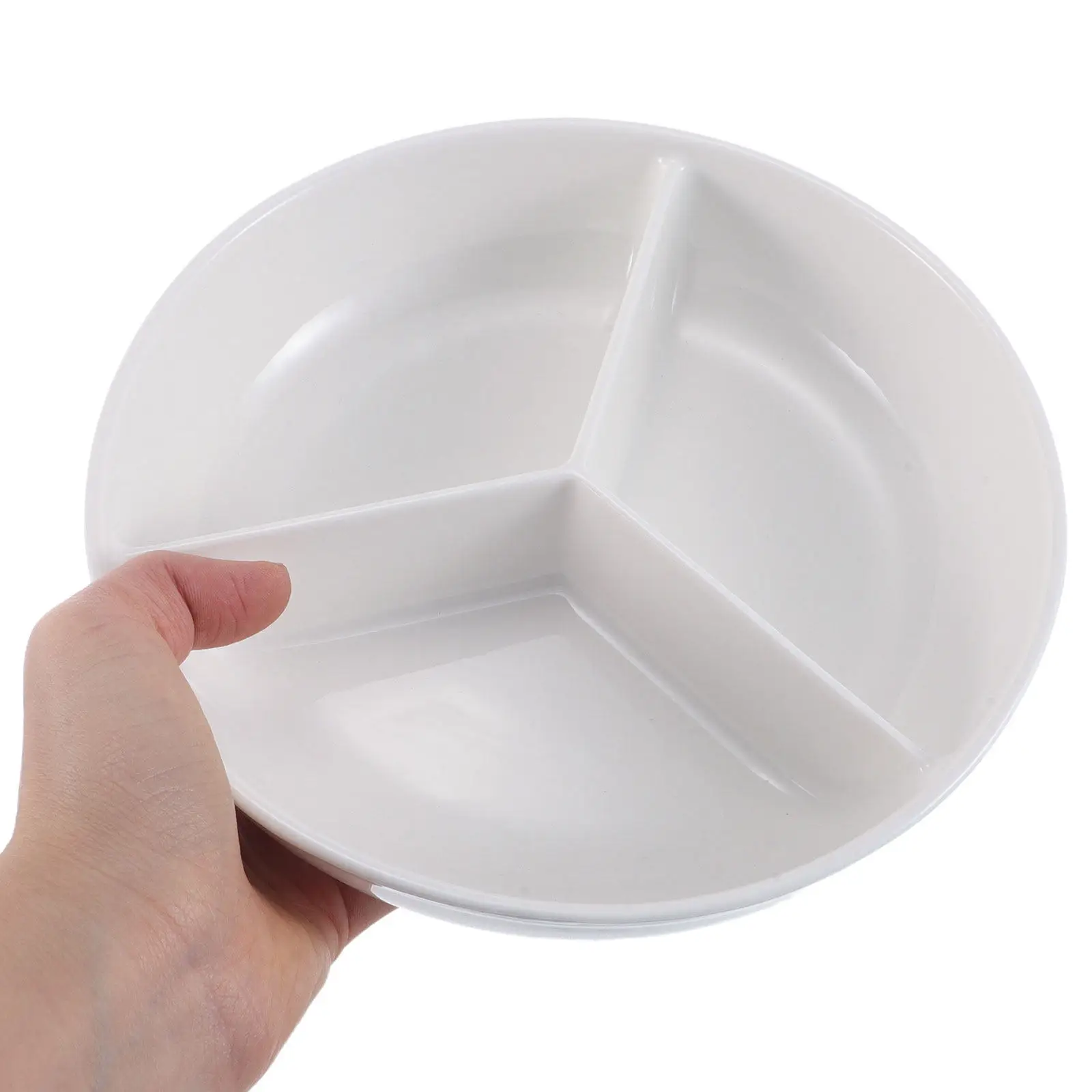 Ceramic 3 Section Divided Bowl Anti- and Milk Bowl Microwave Oven Safe Buffet Serving White 6.7 Inch