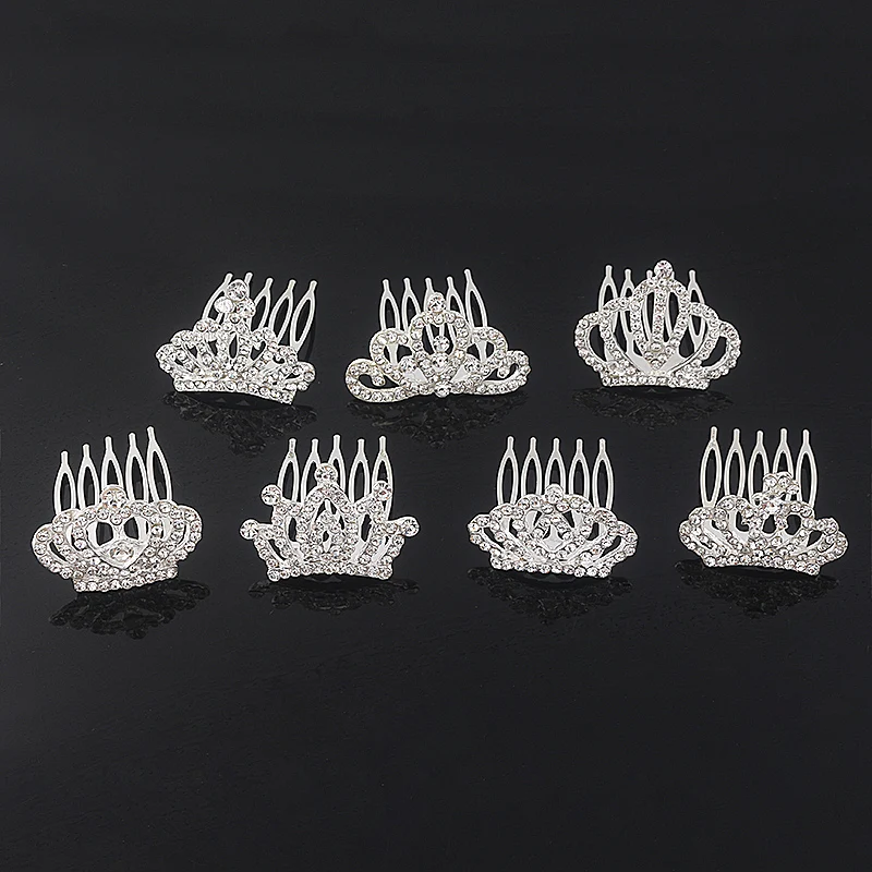 Children Mini Crowns Hair Comb Hair Clips Crystal Princess Crown Bridal Tiaras For Women Rhinestone Wedding Bridal Tiara Gift