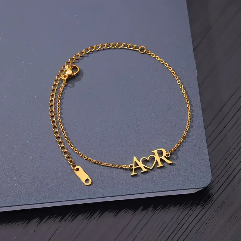 

Custom Heart Name Anklet For Women Personalized Letter Anklets Female Stainless Steel Jewelry Beach Vacation Accessories