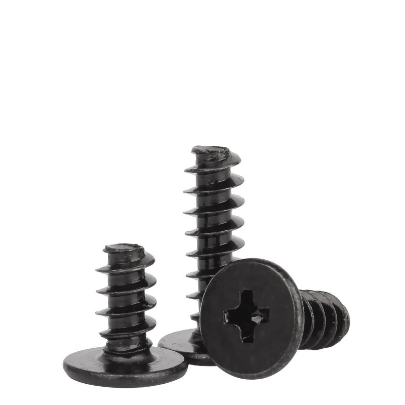 

200~500pcs M1.2 M1.4 M1.7 M2 M2.3 M2.6 M3 Black Carbon Steel Mini Screw Cross Flat Head Self-tapping Screw