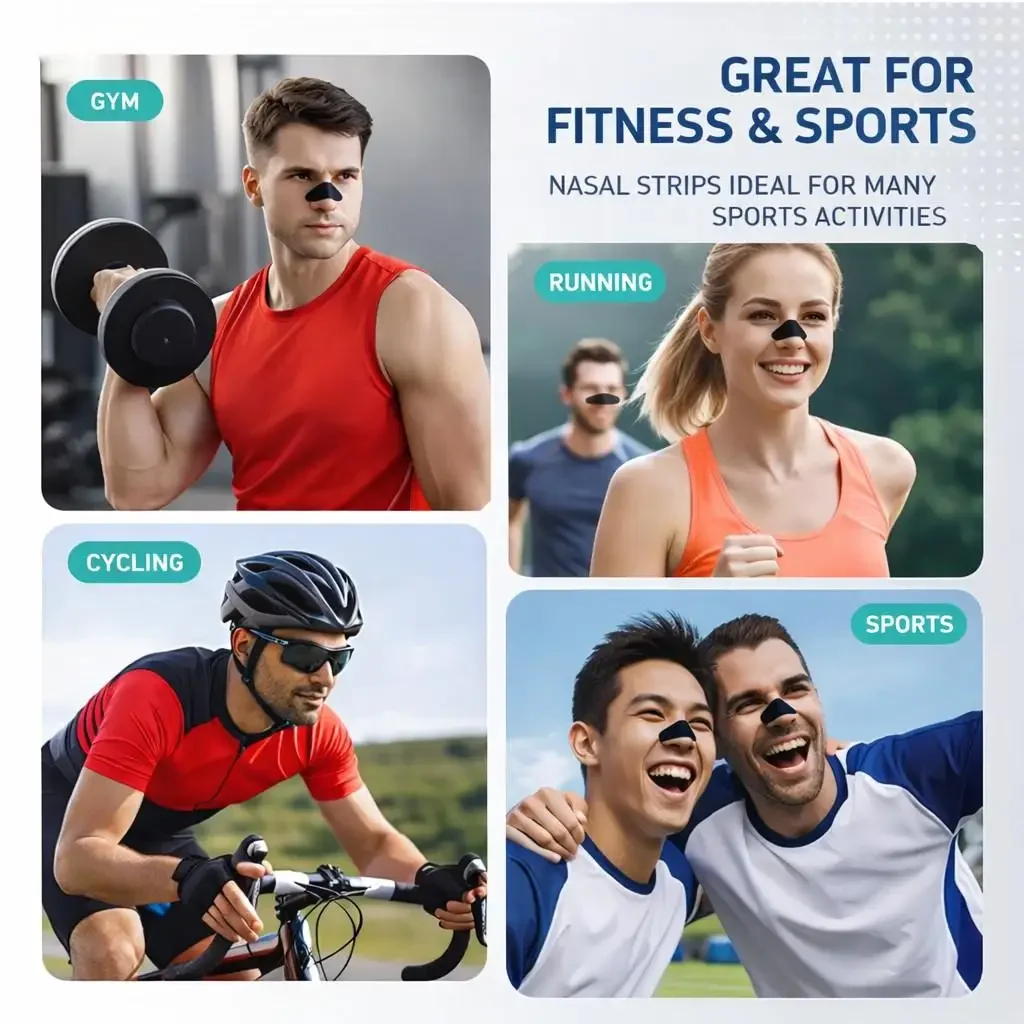 120 Pack Sports Nasal Strips (60 Black + 60 Light Beige), Flexible Soft Fit, Comfortable to Wear, Durable Hold for Exercise image 5