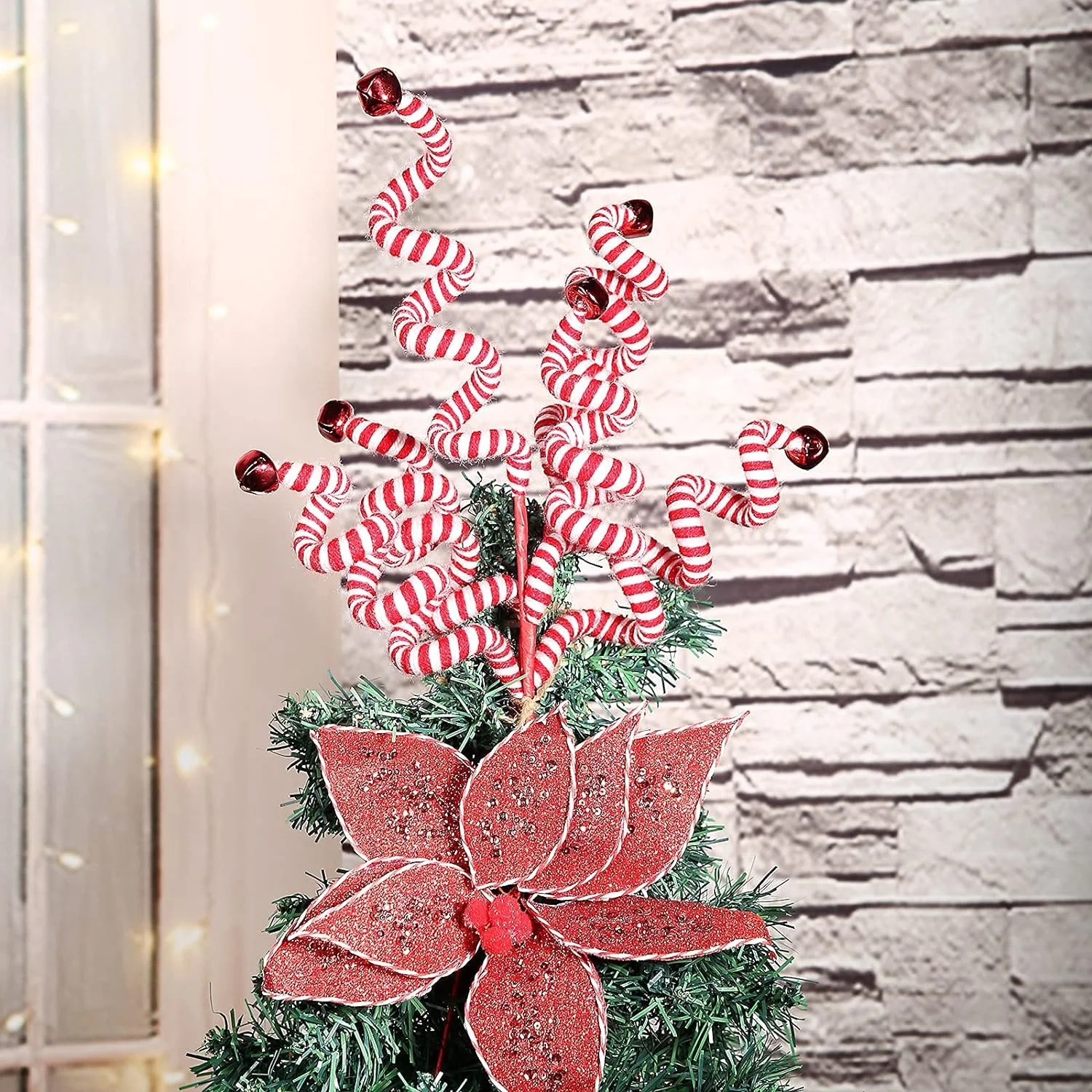 1PC Christmas Decoration Candy Cane Bell Twisted Lollipop Christmas Tree DIY Party Home Decoration Curled Branches Decor