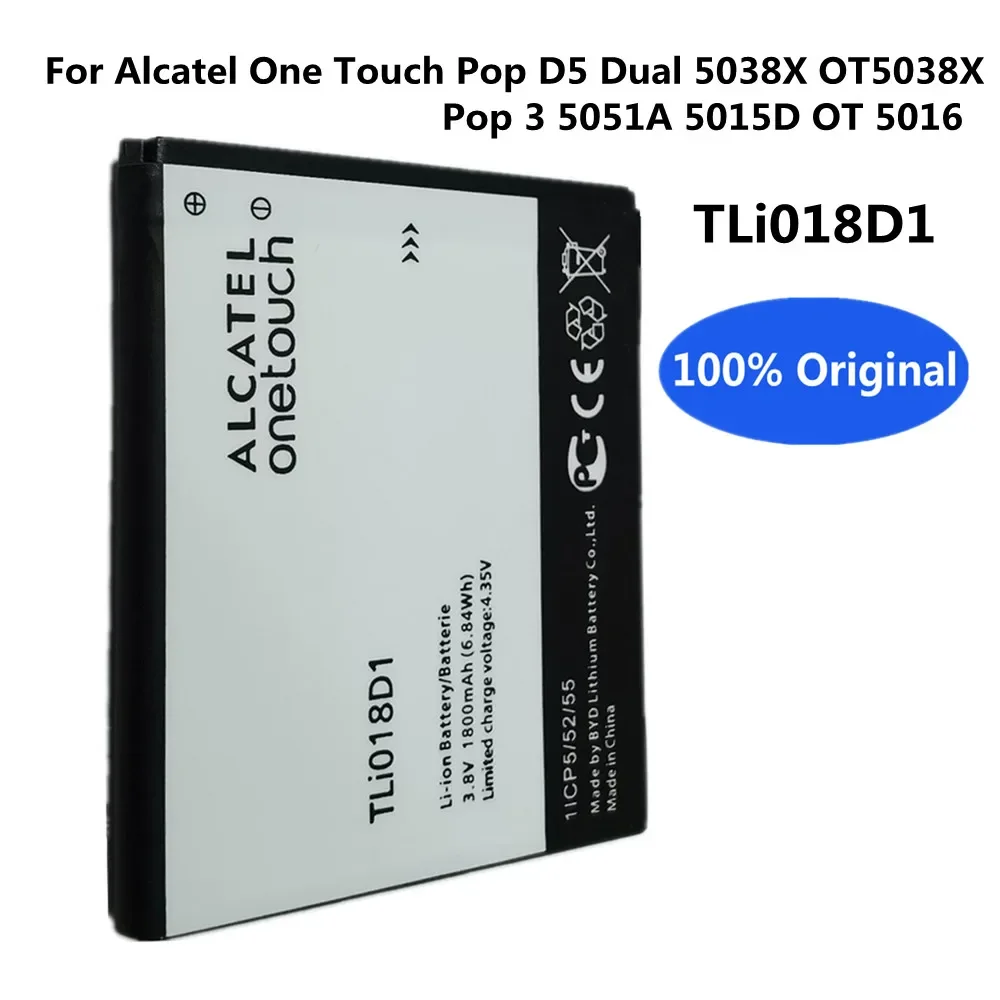 

Новый оригинальный аккумулятор TLi018D1 для Alcatel One Touch Pop D5 Dual 5038x OT5038X Pop 3 5015D OT 5016 5051A 1800 мАч Быстрая доставка