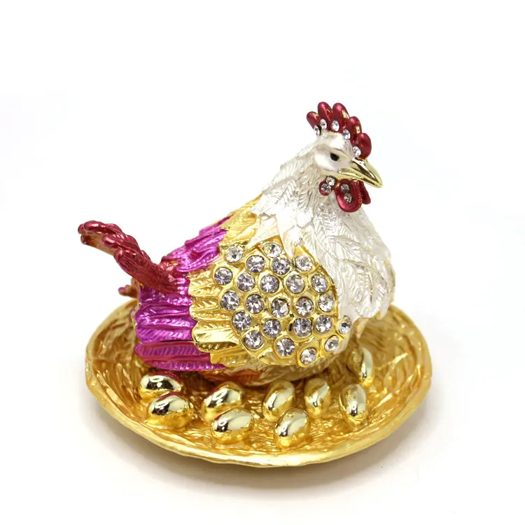 

Alloy Zhaocai Decoration Hen Egg Jewelry Box Enamel Craft Zhaocai Decoration New Home Decoration Store Decoration