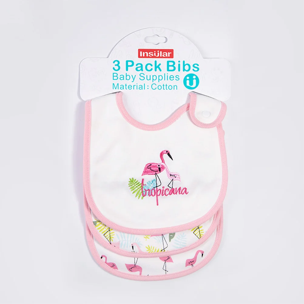 3pcs Flamingo Pattern Cotton Bib Lovely Infant Bib Saliva Towel Lunch Feeding Bibs for Newborn Baby Newborn Bibs