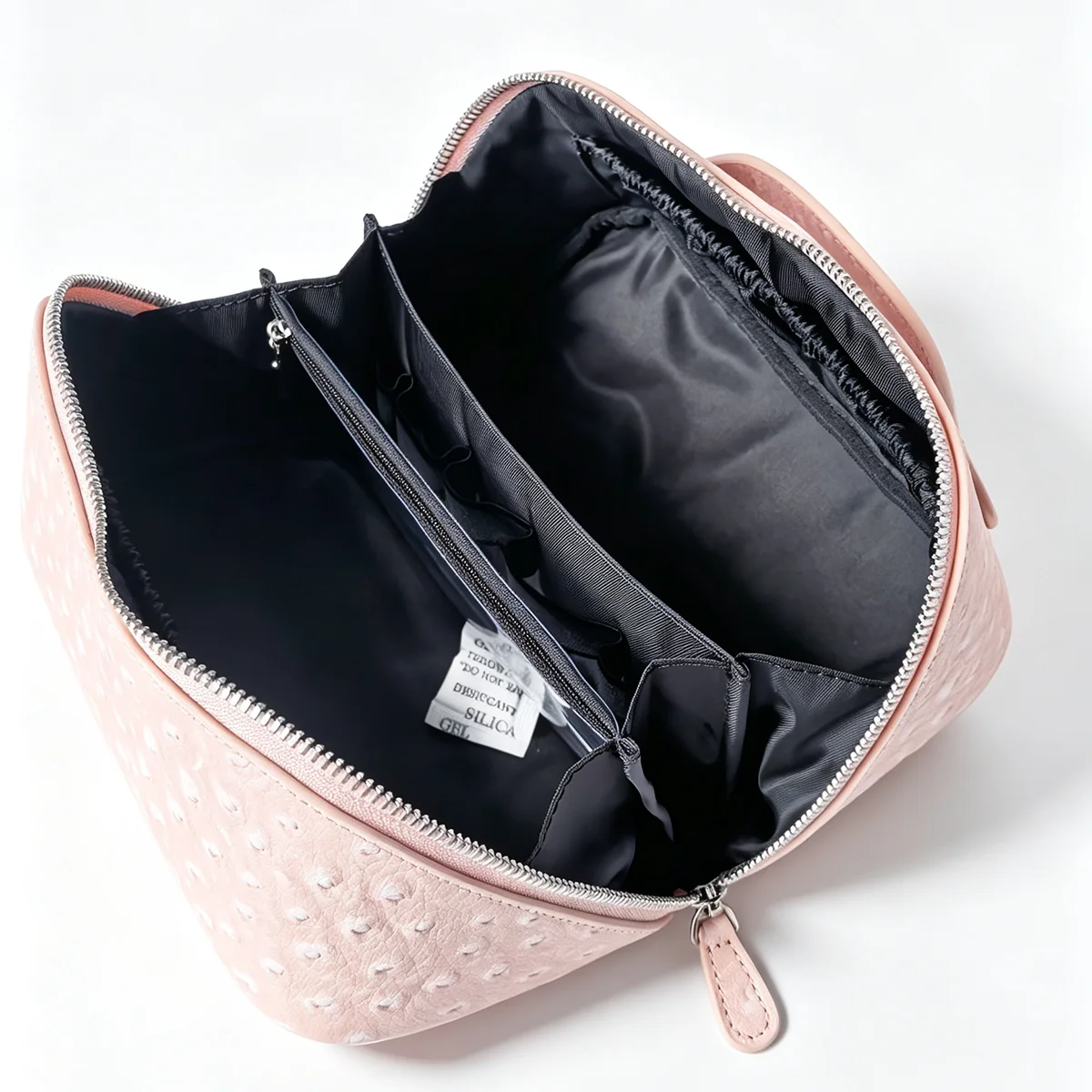 Neue Kosmetiktasche aus Straußenleder, tragbarer Reise-Kosmetik-Organizer, schneeweiß, für Damen, Handtasche, Toilettenartikel-Etui, Kosmetikbeutel – Detail 15