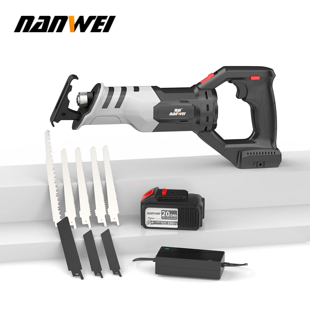 NANWEI Cordless Brushless Lithium Battery Reciprocating Saw Handheld Chainsaw Metal Woodworking Multifunctional Sabre Saw