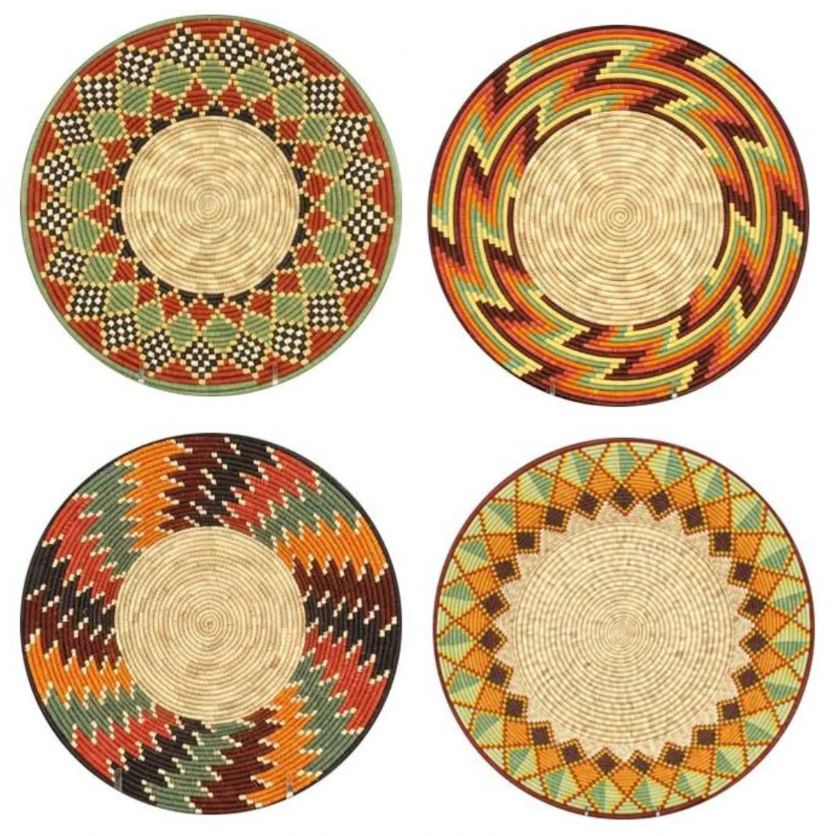Circular Salon Mat Ethnic Tribal Theme Dark Teal Red Geometric Pattern Non Slip Ground Blanket for Apartment Lounge Decor