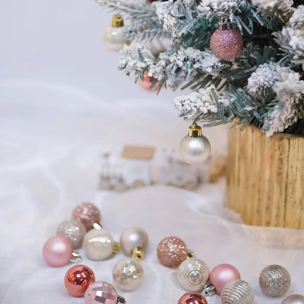 33pcs 3cm Christmas Ball Decoration For Tree Home Bauble Gold Silver Plastic Xmas Hanging Ball Ornaments Happy New Year 2025