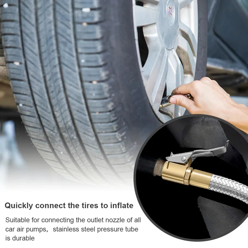 Flexible Tire Valve Stem Extender Hose Quick Lock Air Chuck Inflator Adapter for Car Motorcycle Bike