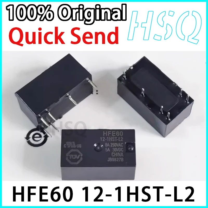 1PCS 신제품 오리지널 HFE60 12-1HST-L2 6핀 8A 상시 개방형 자기 유지 릴레이 세트