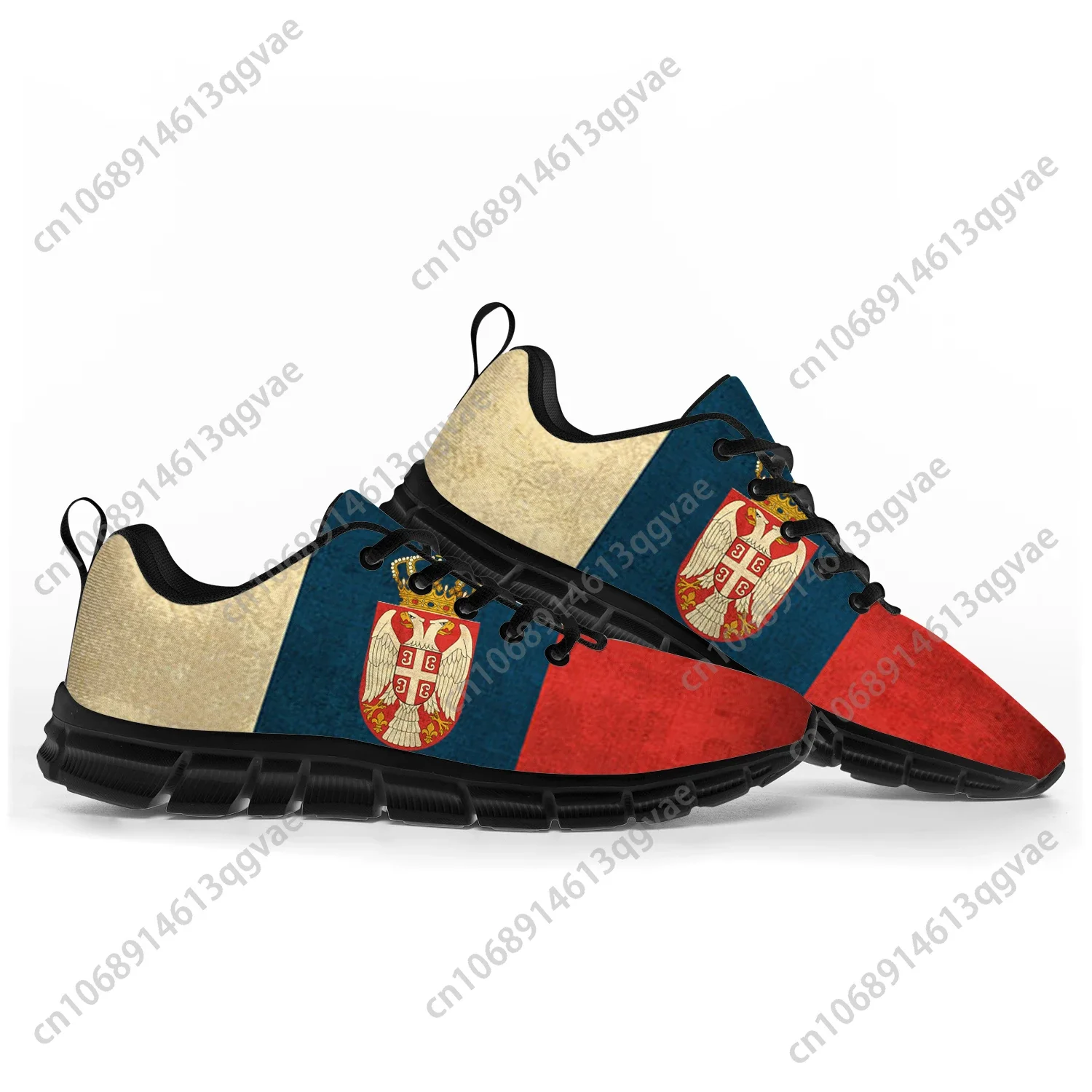 Zapatos deportivos con bandera de Serbia para hombres, mujeres, adolescentes, niños, zapatillas de deporte casuales de Serbia, zapatos de pareja personalizados de alta calidad