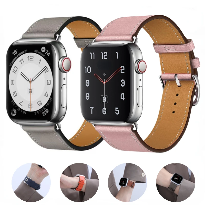 Leather strap for Apple watch 10 42mm 46mm 9 8 7 45mm 41mm Ultra 49mm Smart watch replace wristband for iwatch 6 5 4SE 44mm 40mm