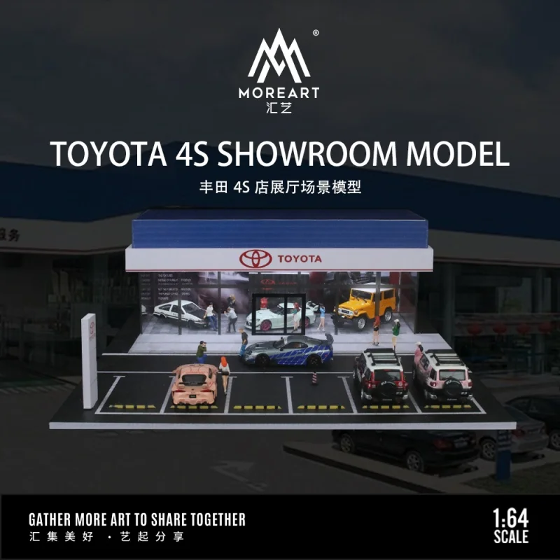 ชุดรูปแบบร้าน timemicro & moreart 1:64 Toyota 4S ชุดรูปแบบไฟในโชว์รูมรถยนต์