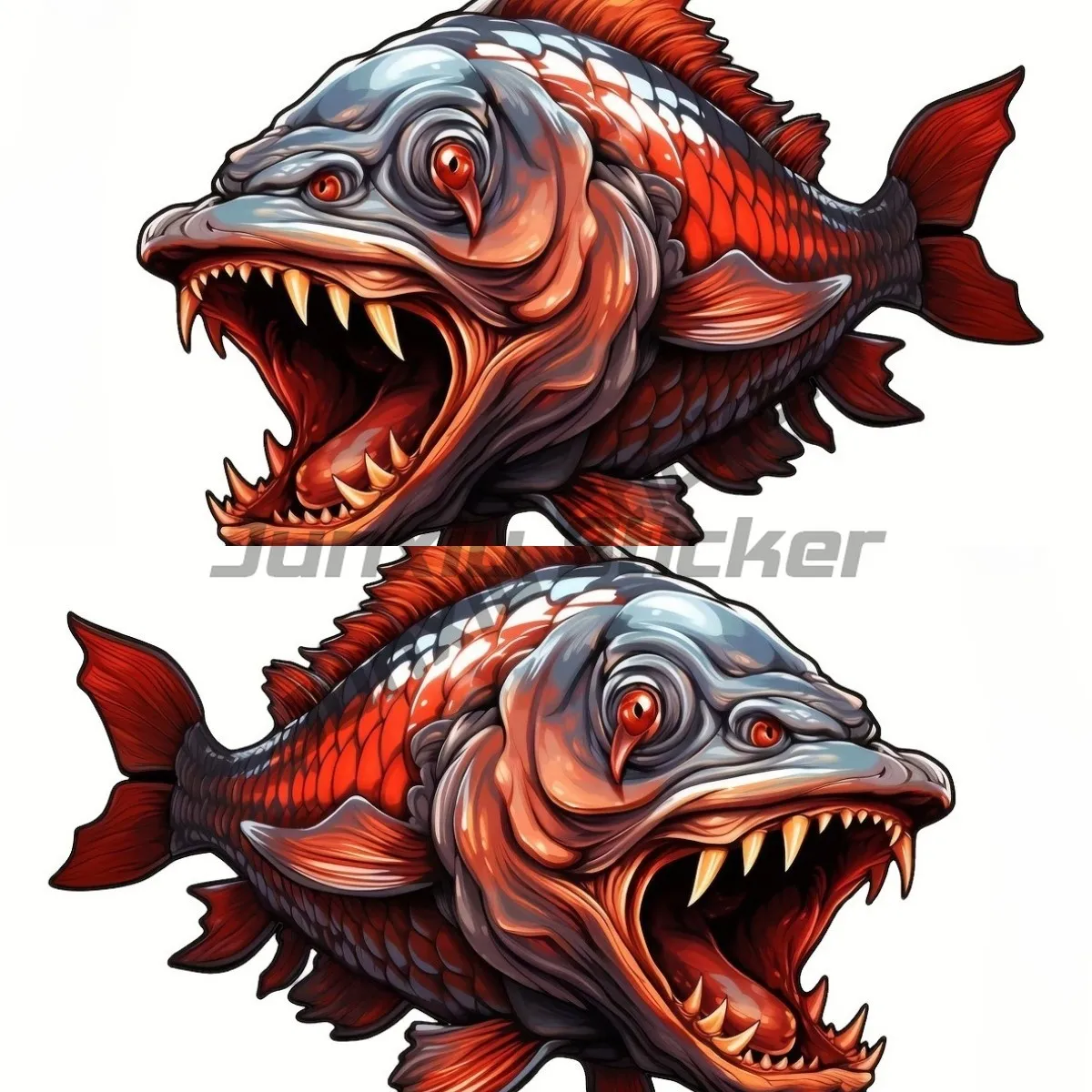 Fierce Fish Car Decoration Sticker, Fishing Gear, Fish Box, Fishing Box, Computer Box, Wild Fishing, Fishing Bait Sticker