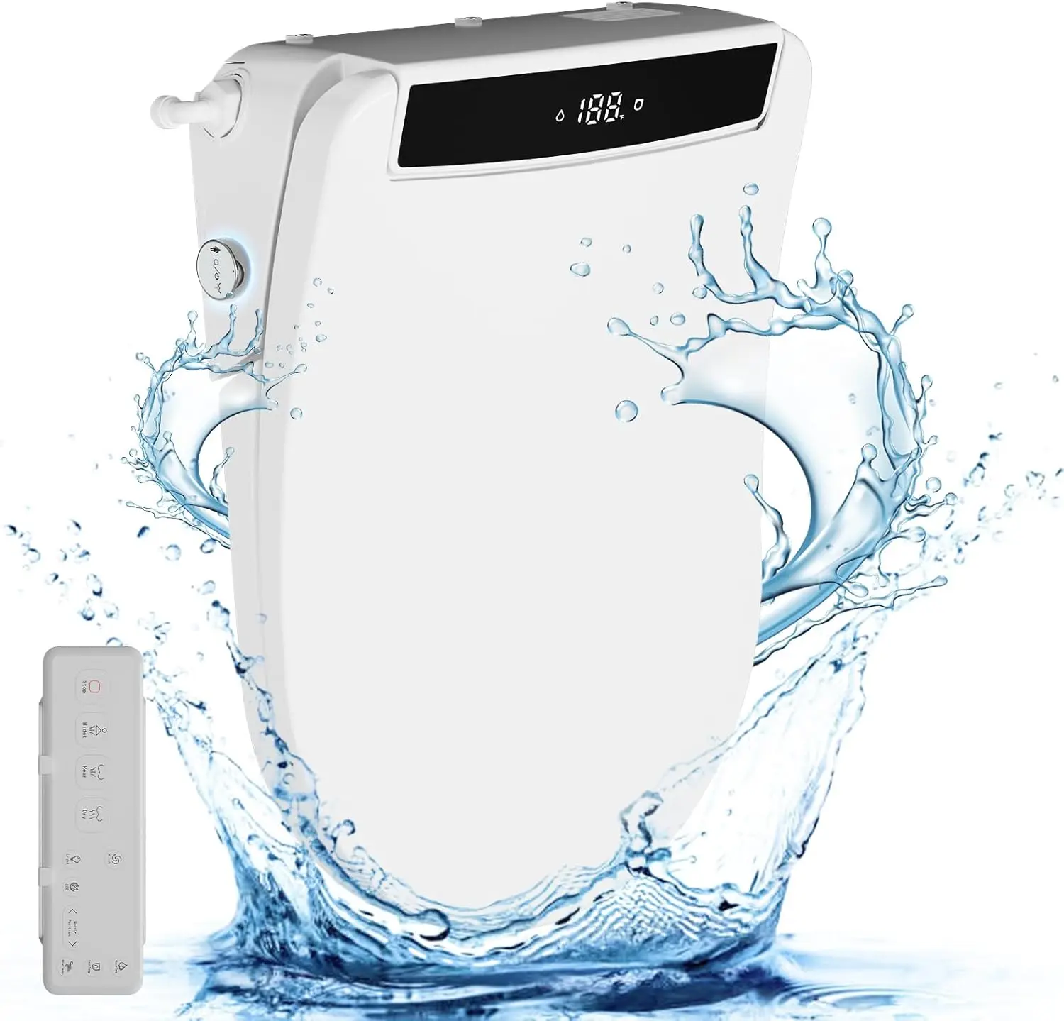 Assento de bidê elétrico Cosygrace para banheiros com formato redondo aquecido com 3 modos de limpeza e secador