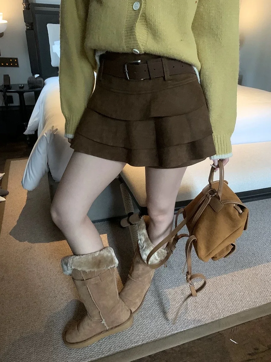 

Женская юбка А-силуэта больших размеров с высокой талией, утягивающая, короткая, многоярусная, для повседневной носки, в корейском стиле, модная, средней длины