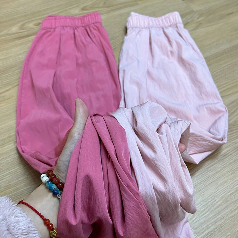 

Retro Yashima Raspberry Ice Silk Pants Women Summer 2024 Loose Straight Leg Wide Leg Pants Wrinkles Korean Style Commute Wind