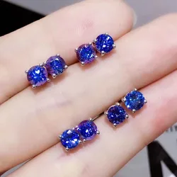 4mm*4mm 100% Natural Tanzanite Stud Earrings for Office Woman VVS Grade Tanzanite Earrings 925 Silver Tanzanite Jewelry