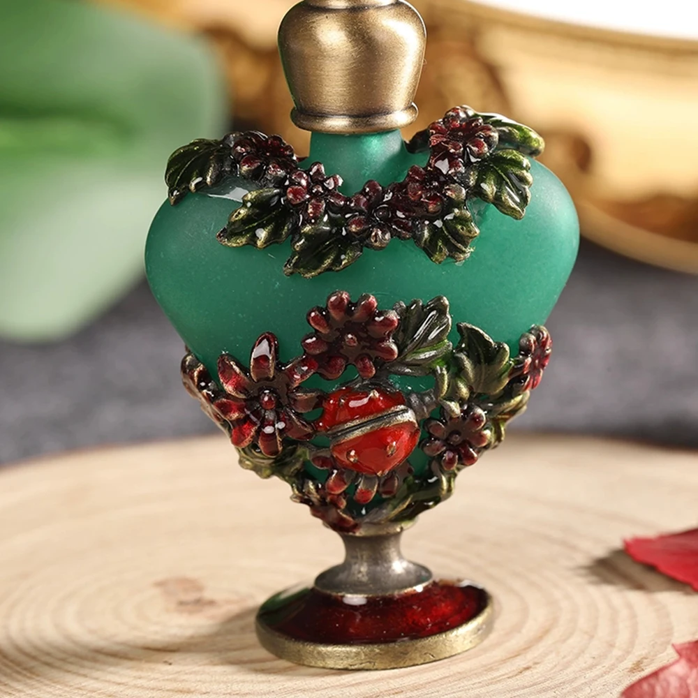 Bottiglie Profumo Vuote Vintage 12ml In Vetro E Lega - Ricaricabili E Portatili Per Oli Essenziali - 3