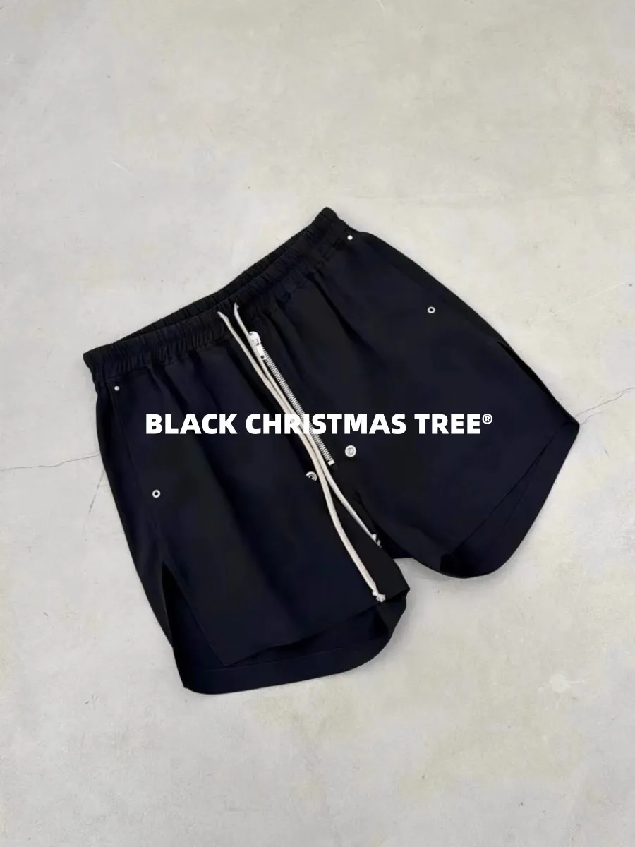 Mauroicardi Spring Summer Loose Casual Soft Black Shorts for Men Mens High Elastic Waist Drawstring Short Straight Pants Clothes