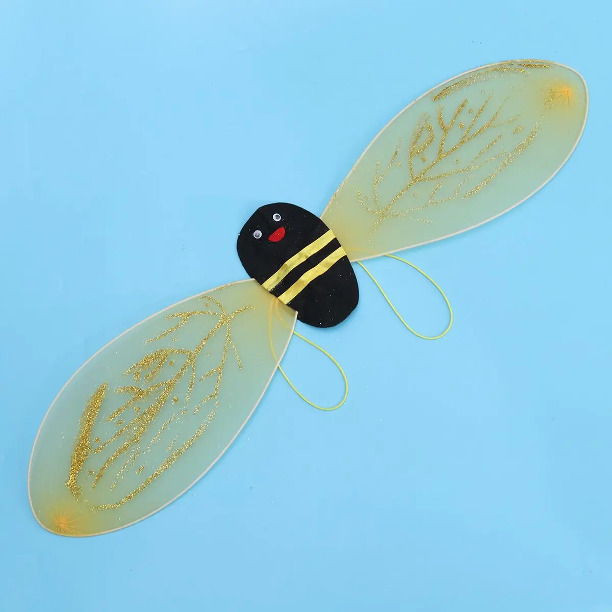 3 szt. Dziecięcy strój pszczoły z skrzydłami, opaską na głowę i różdżką do kreatywnej sukienki pszczółki, akcesoria do cosplayu, rekwizyty kostiumowe, żółty