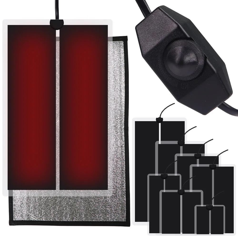 35-5W Graphene Heat Mat with Thermostat Controller Heat Reflective Aluminum Pad for Reptiles Warm Bed Seed Starting Germination