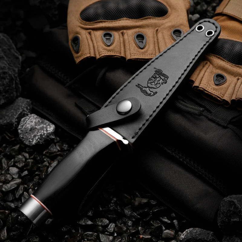 HUANGFU 5CR13MOV Alloy Steel Military Tactical Knife Outdoor Wildlife Blade Sharp Fixed Blade Hunting Knife Collection Gift