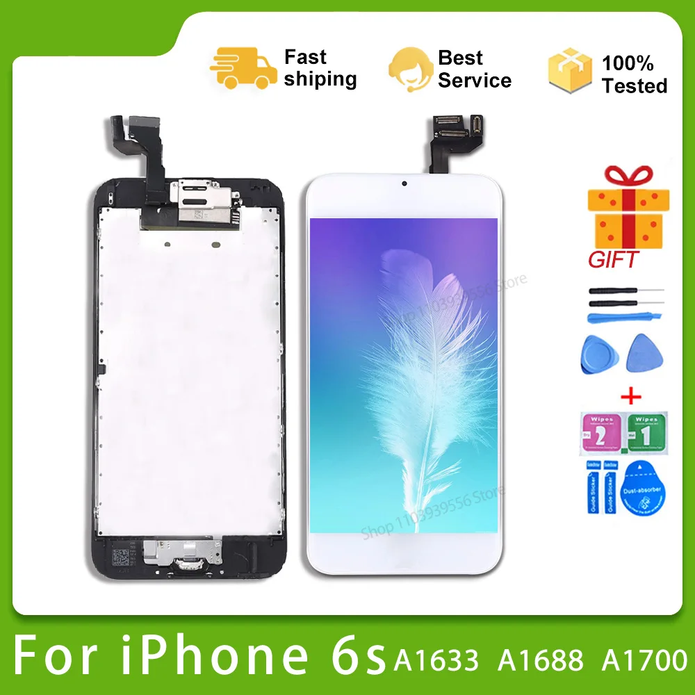 Full Set LCD For iPhone 6s A1633 A1688 A1700 Screen Complete Assembly Touch Digitizer Display Replacement Kit+Camera+Home Button