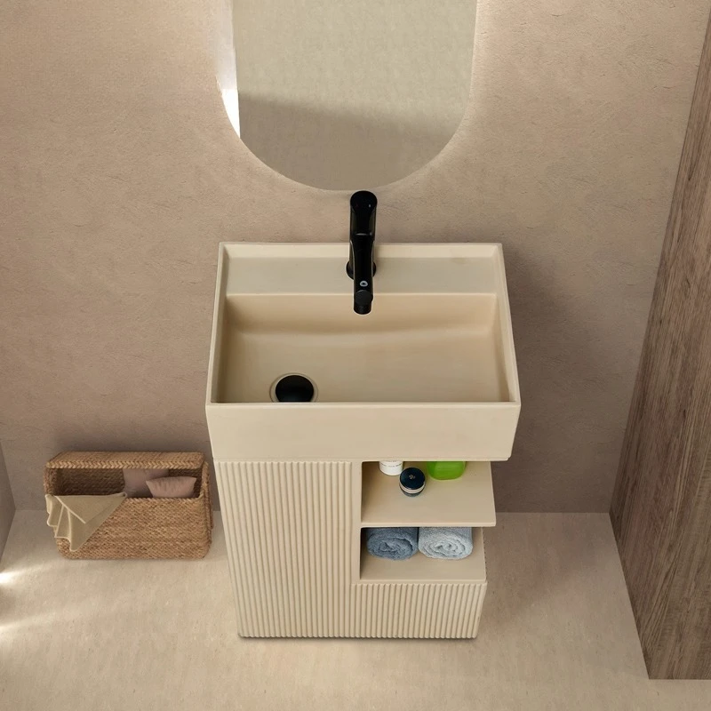 

Cream wind column type washbasin integrated vertical floor type washbasin