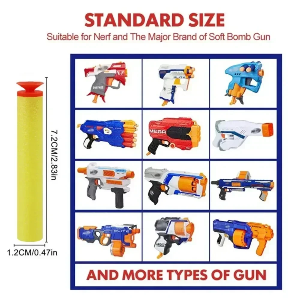 Proiettili con testa a ventosa gialla 7.2cm per Nerf N-strike Elite Series Blasters Foam EVA Refill Darts accessori per pistole giocattolo per bambini