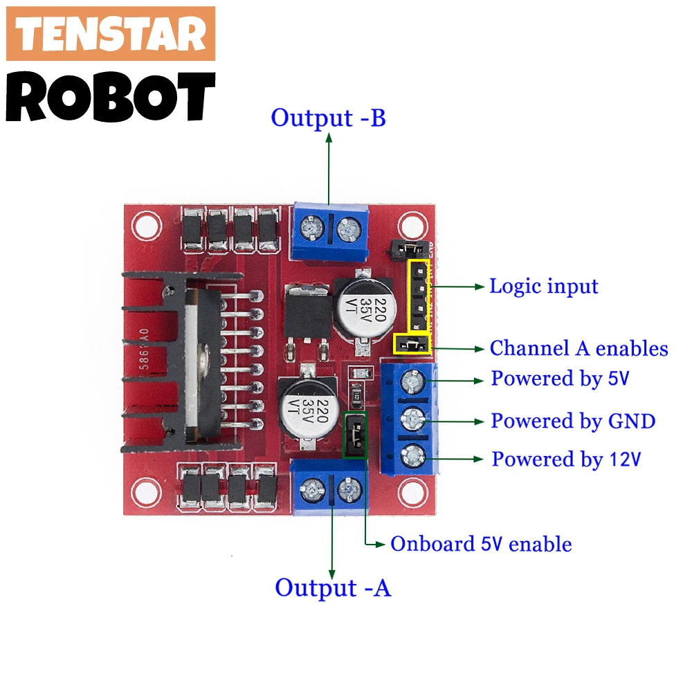 L298N driver board module L298N stepper motor smart car robot breadboard peltier High Power L298 DC Motor Driver for arduino