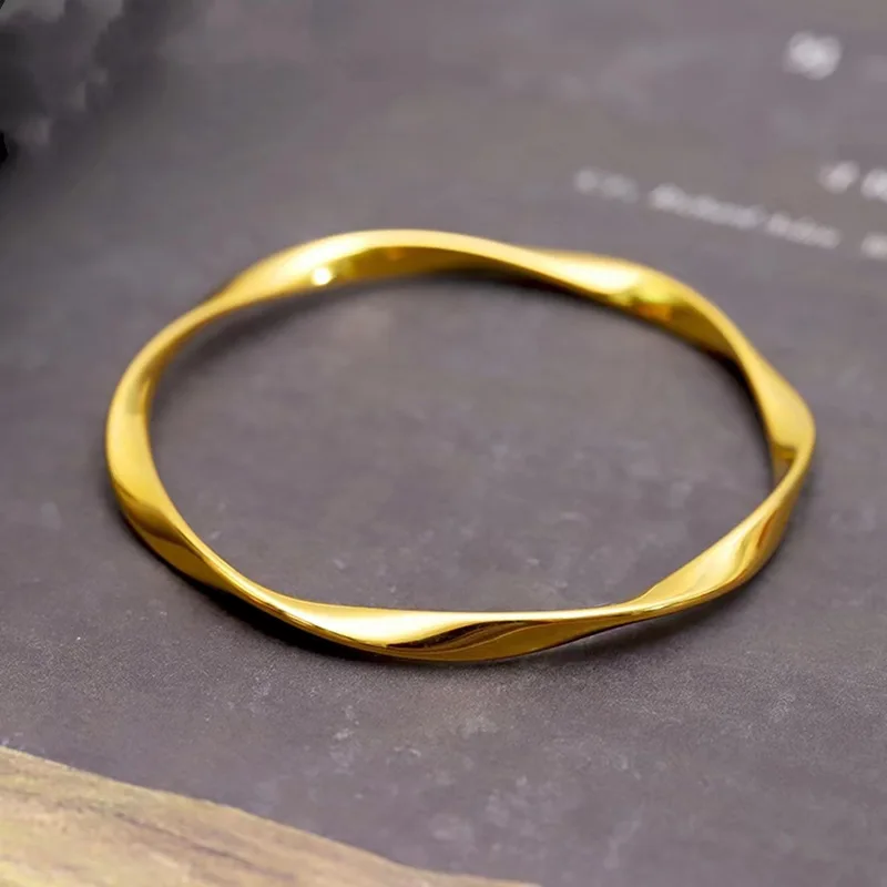 Luxury 24K 9999 Pure Gold real gold Mobius Bracelet Love Endless Loop Bracelet Women's Closed Mouth Bracelet