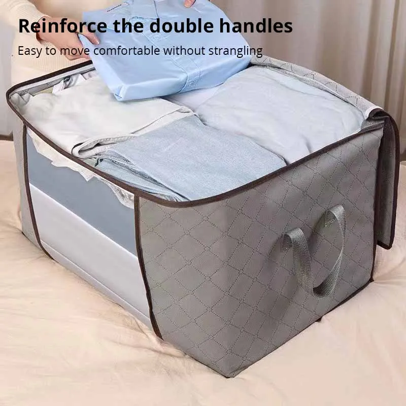 Sac de Rangement de Couette en Coton Non Tissé de Grande Capacité, Bagage Mobile, Anti-poussière et Humidité