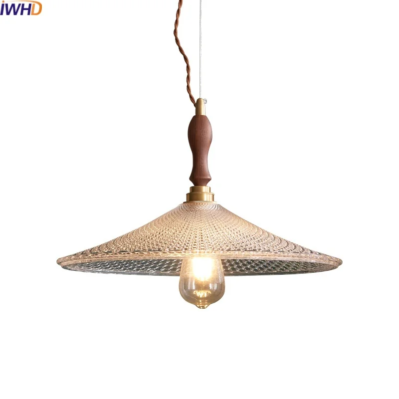 

IWHD Nordic Modern LED Pendant Lights For Bedroom Kitchen Bar Stairway Knob Switch Hanging Lamp Copper Glass Lustre Pendente