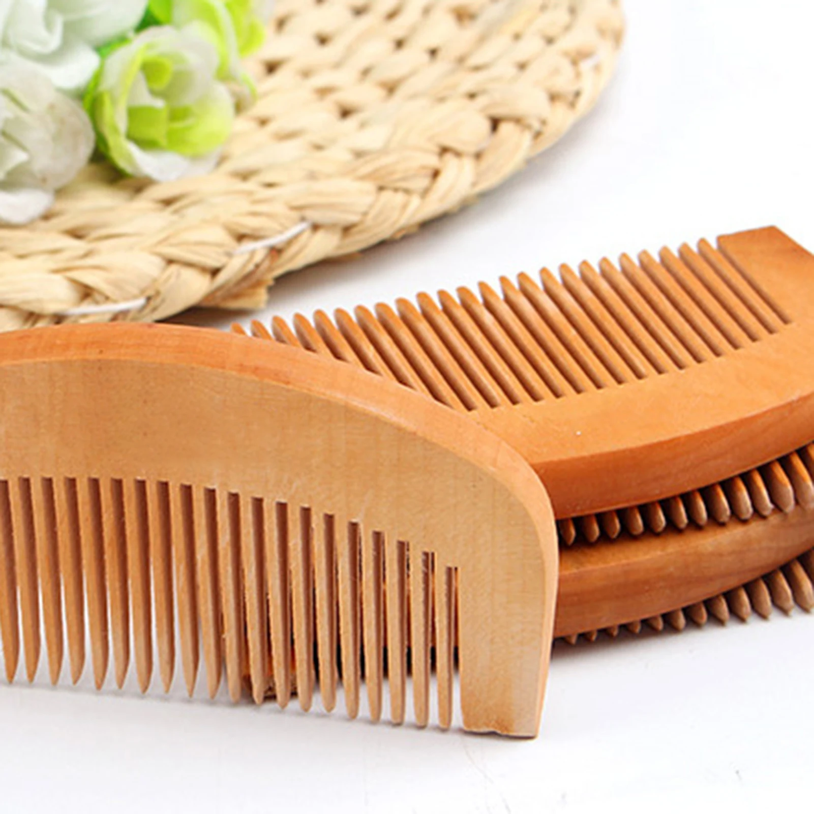 Pfirsichholzkamm, halbmondförmiger antistatischer Haarkamm, handgefertigte Geschenke für Frauen und Männer, tragbare Friseurkämme, Massagekamm