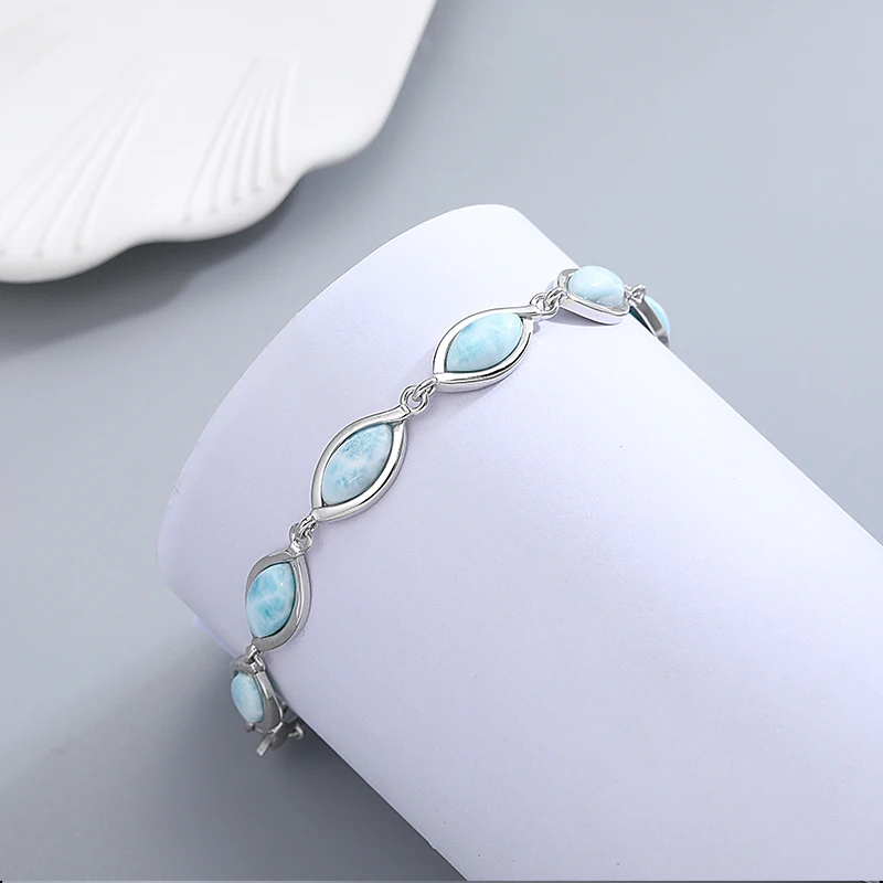 XYOP Natural Larimar Blue Pear-Shaped Ethnic Bracelet Burning Christmas, Warm For Love, Warm Winter Praise