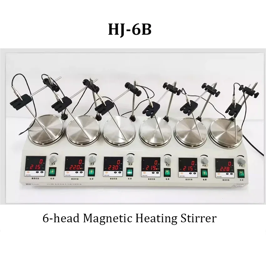 

6-head Magnetic Heating Stirrer Multi-unit Lab Heating Mixer with Digital Display 0-2000rpm Thermostatic Hotplate Mixer HJ-6B