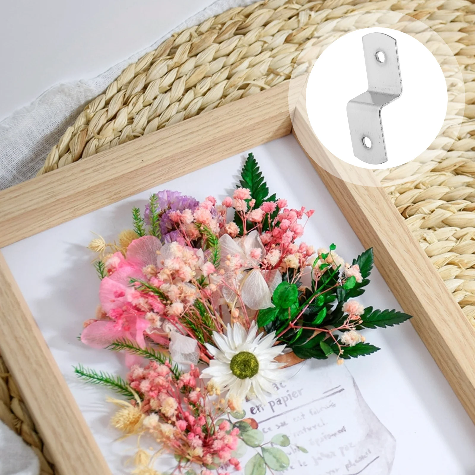 

100Pcs Trapezoidal Corner Frame Fasteners Stainless Steel Versatile Picture Frame Metal Brackets Picture Framing Supplies Shelf